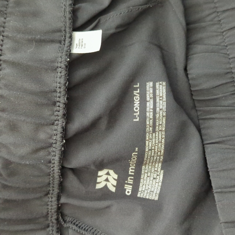 NWT! ~ALL IN MOTION~ BLACK WIDE WAIST VERY LONG ACTIVE WIDE LEG PANTS-L/LONG - Picture 7 of 9